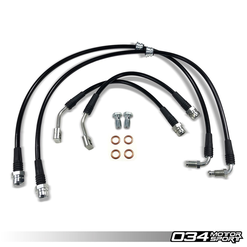 034Motorsport Stainless Steel Braided Brake Line Kit, 8S/8V.5 Audi TT RS & RS3