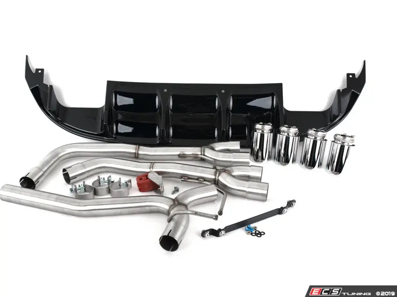 ECS Tuning MK7 Jetta Quad Exit Axle-Back Exhaust System w/ Gloss Rear Diffuser & 3.5" Chrome Tips