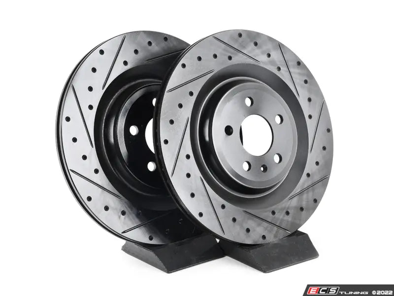 ECS Tuning Rear V5 Dimpled & Slotted Brake Rotors - Set (356x22)
