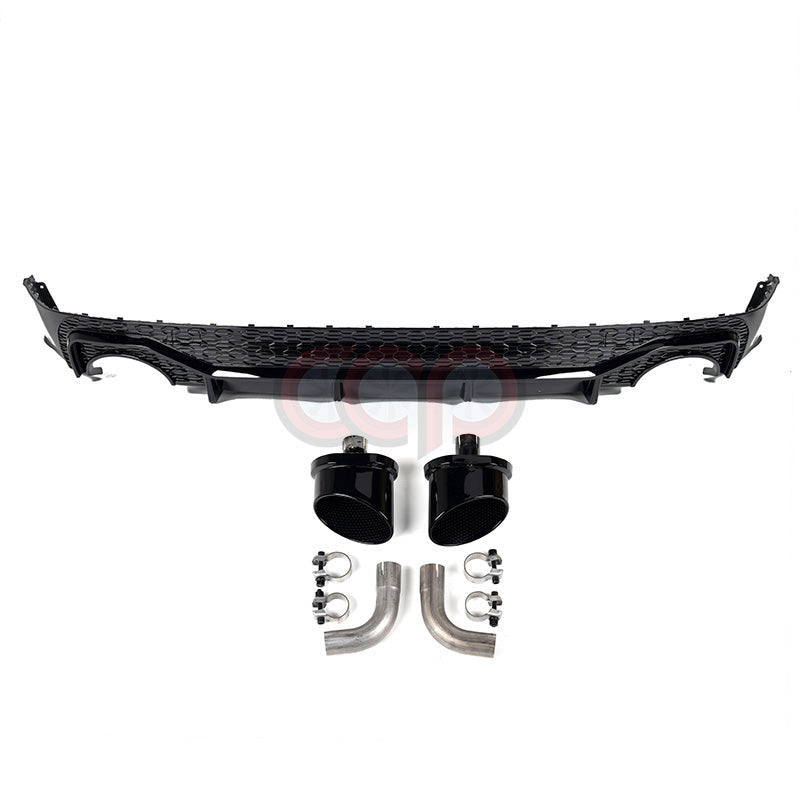 CAP 2021-2025 B9.5/FY.5 Audi Q5/SQ5 SUV - Gloss Black RSQ8 Style Rear Diffuser with RS Exhaust Tips
