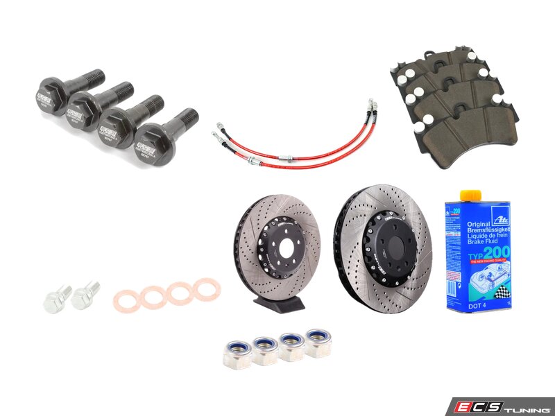 ECS Tuning Front Big Brake Kit - Stage 5 - 2-Piece Cross-Drilled & Slotted Rotors (352x32) - Without Calipers