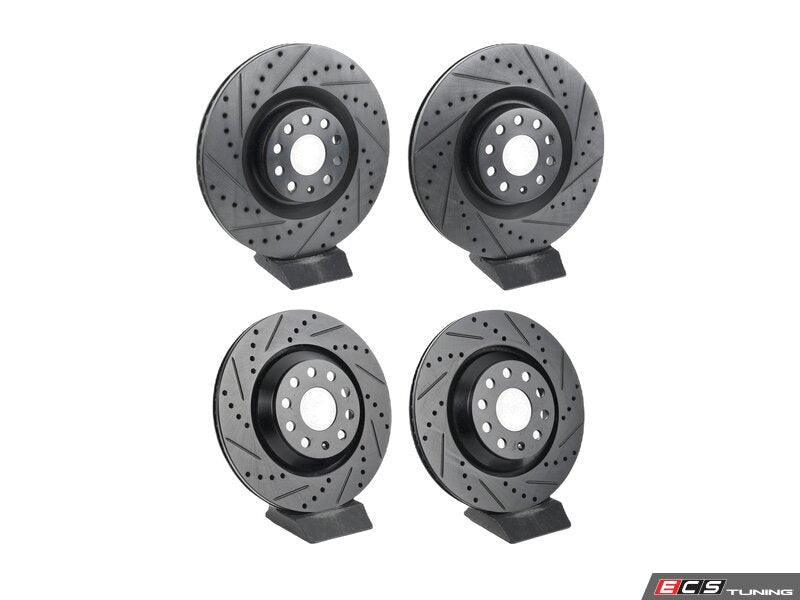 ECS Tuning Front & Rear V5 Drilled & Slotted Brake Rotors - Set (345x30/310x22)