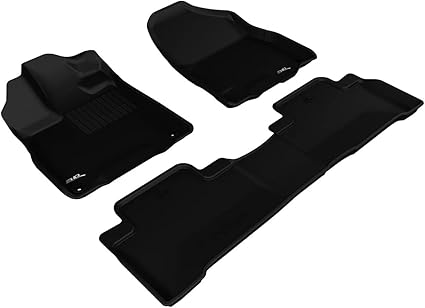 3D MAXpider 2014-2020 Acura MDX(excludes Hybrid) Kagu 1st and 2nd Row Floormats - Black