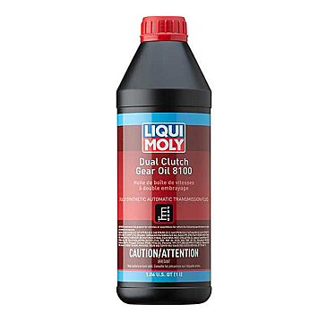 Bottle of Liqui Moly Dual Clutch Gear Oil 8100 on a white background