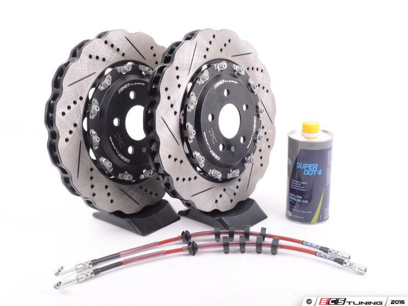 ECS Tuning Front Brake Kit - Stage 1 - 2-Piece Scalloped Rotors (365x34)