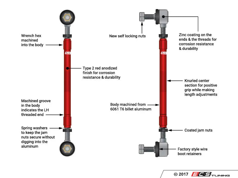 ECS Tuning Adjustable Front Sway Bar End Links - Audi & VW