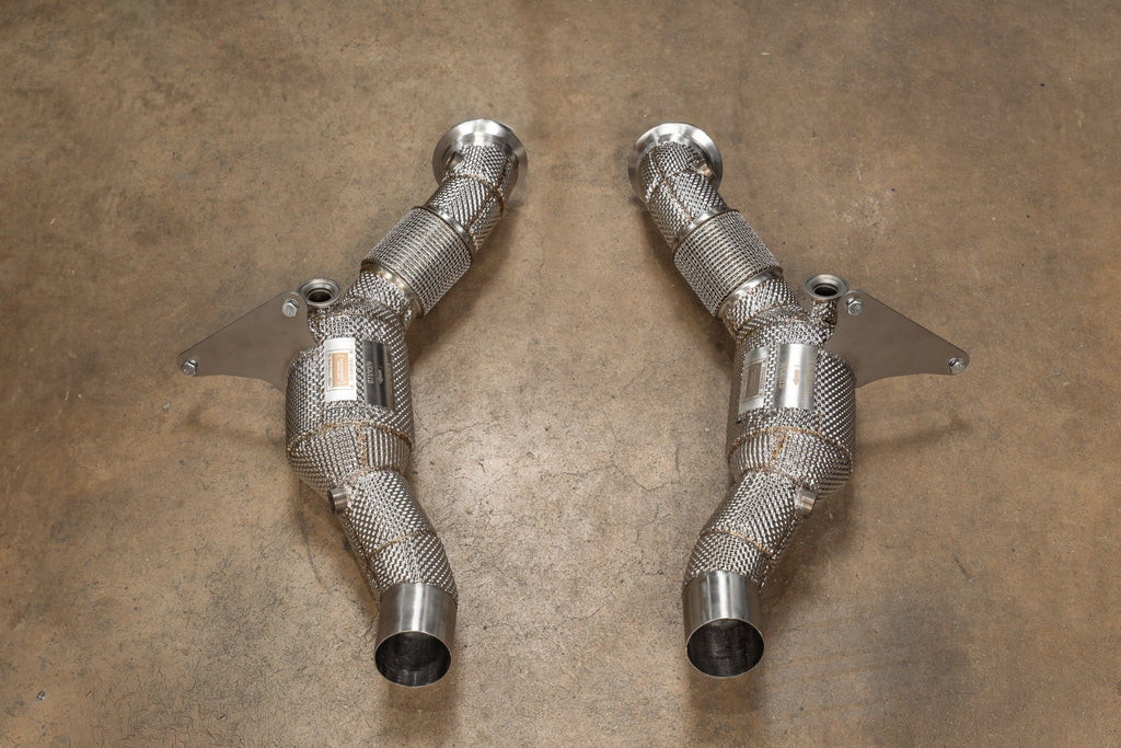 Valvetronic Designs Ferrari F8 400-Cell Catted Downpipes