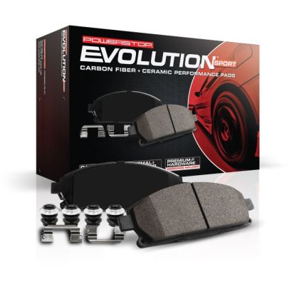 PowerStop Evolution Sport brake pad set with packaging on a white background