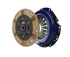Clutch disc and pressure plate on a white background