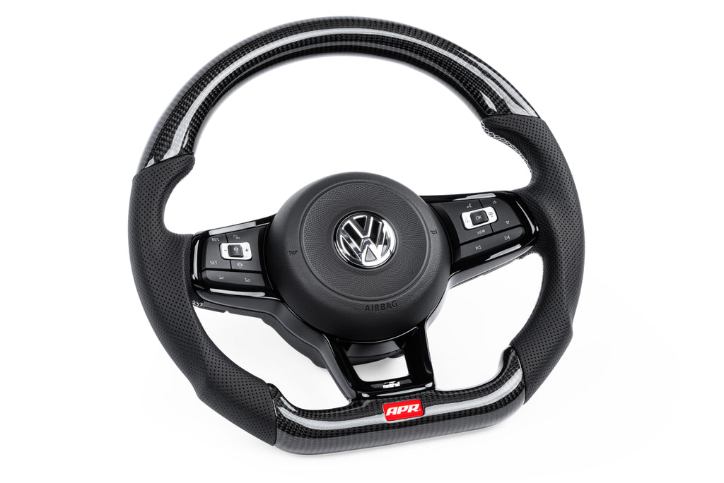 Volant APR - Fibre de carbone et cuir perforé
 MK7 Golf R Argent (Pour une utilisation avec des raquettes)