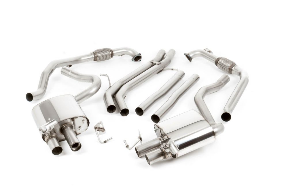 Milltek Sport Non-Resonated GT-100 Cat-Back Exhaust System (Burnt Titanium Tips) - Audi S4/S5 B9