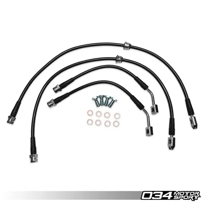 034Motorsport Stainless Steel Braided Brake Line Kit VW & Audi MQB & EVO 2.0T (Performance Pack)