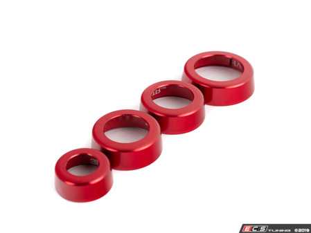 ECS Tuning Audi B8 Billet Aluminum Control Ring Kit - SMOOTH - Red Anodized - Eurosport Performance