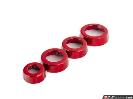 ECS Tuning Audi B8 Billet Aluminum Control Ring Kit - NOTCHED - Red Anodized