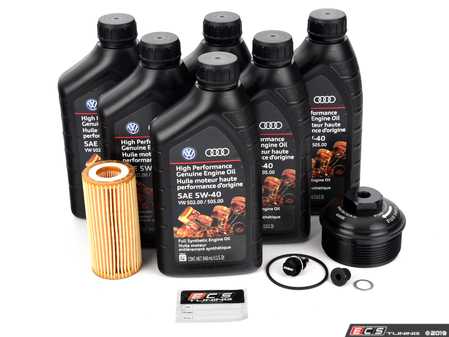 ECS Tuning Genuine Oil Service Kit - With Magnetic Drain Plug & Black Aluminum Oil Filter Housing - Eurosport Performance