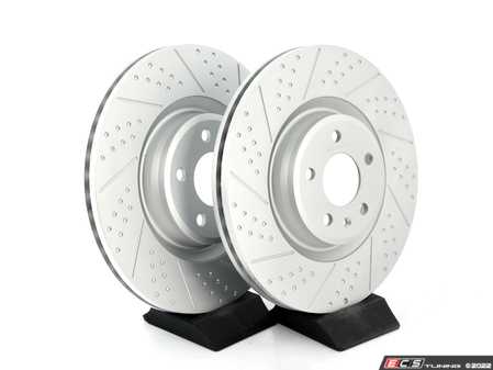 ECS Tuning Front Dimpled & Slotted Brake Rotors - Pair (345x30)