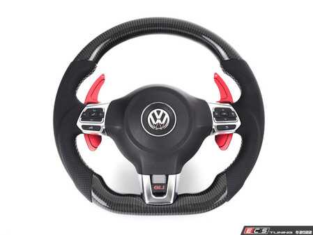 ECS Tuning MK6 GTI/GLI DSG Carbon Fiber Steering Wheel - Perforated Leather With Silver Stitching - Eurosport Performance