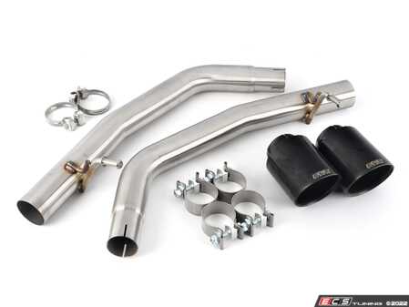 ECS Tuning B6 S4 Muffler Delete Kit - With 4.0" Black Chrome Tips - Eurosport Performance