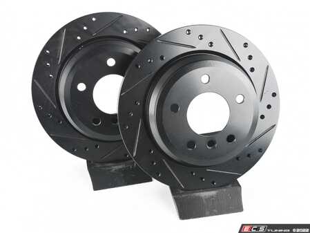 ECS Tuning Rear V5 Drilled & Slotted Brake Rotors - Set (300x20) - Eurosport Performance