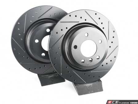 ECS Tuning Rear V5 Drilled & Slotted Brake Rotors - Set (336x22) - Eurosport Performance