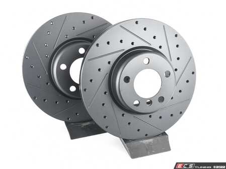 ECS Tuning Front V5 Drilled & Slotted Brake Rotors - Set (340x30) - Eurosport Performance
