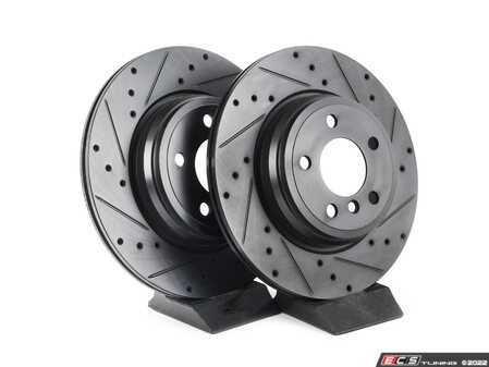 ECS Tuning Rear V5 Drilled & Slotted Brake Rotors - Set (330x20) - Eurosport Performance