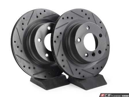 ECS Tuning Rear V5 Drilled & Slotted Brake Rotors - Set (300x20) - Eurosport Performance