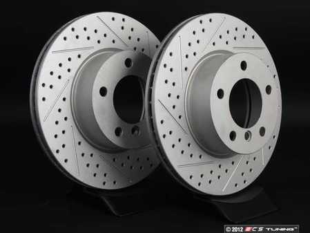 ECS Tuning Front Cross Drilled & Slotted Brake Rotors - Pair (300x24) - Eurosport Performance