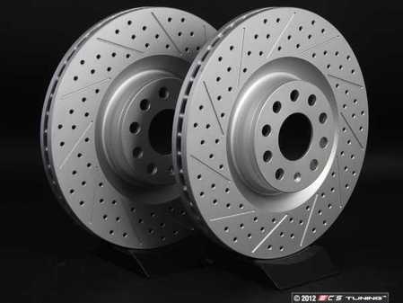 ECS Tuning Front Cross Drilled & Slotted Brake Rotors - Pair (345x30) - Eurosport Performance