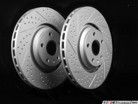 ECS Tuning Front Dimpled And Slotted Brake Rotors - Pair (340x30) - Eurosport Performance