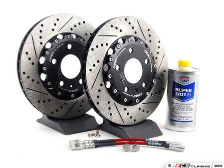 ECS Tuning Rear Brake Kit - Stage 1 - 2-Piece Cross Drilled & Slotted Rotors (300x22) - Eurosport Performance