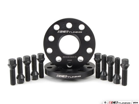 ECS Tuning Wheel Spacer & Bolt Kit - 15mm With Black Conical Seat Bolts - Eurosport Performance