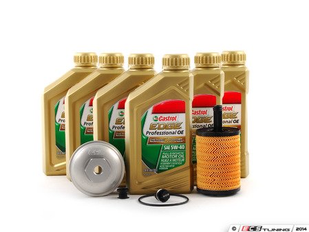 ECS Tuning Genuine Oil Service Kit - With Magnetic Drain Plug & Silver Aluminum Oil Filter Housing - Eurosport Performance