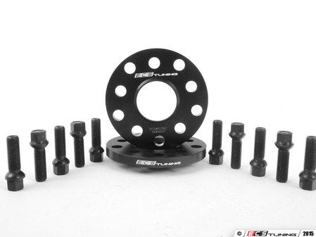 ECS Tuning Wheel Spacer And Bolt Kit - 12.5mm With Black Ball Seat Bolts - Eurosport Performance