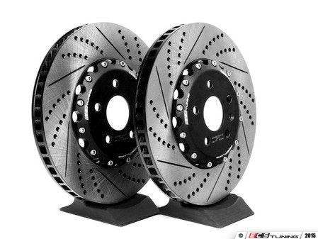 ECS Tuning Front Cross-Drilled & Slotted 2-Piece Semi-Floating Brake Rotors - Pair (345x30) - Eurosport Performance