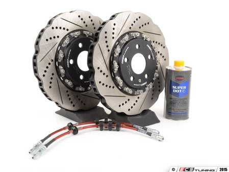 ECS Tuning Front Brake Kit - Stage 1 - 2-Piece Tru-Float Scalloped Rotors (345x30)