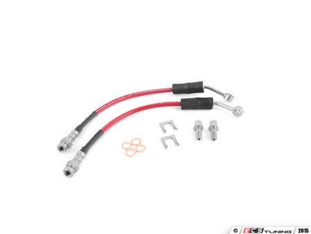 ECS Tuning Rear Exact-Fit Stainless Steel Brake Lines - Red - Eurosport Performance