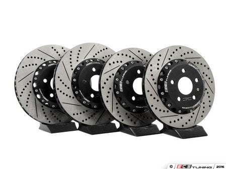 ECS Tuning Front and Rear Cross-Drilled & Slotted 2-Piece Brake Rotor Kit (340x30/310x22)