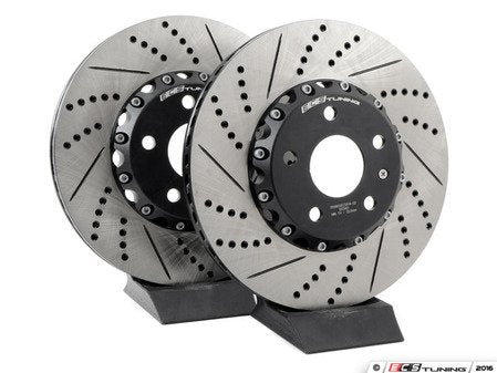 ECS Tuning Front Cross-Drilled & Slotted 2-Piece Brake Rotors - Pair (312x25) - Eurosport Performance