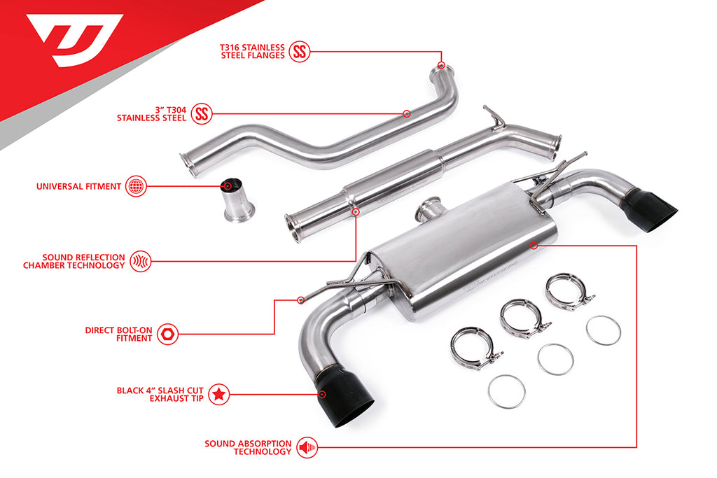 Unitronic Cat-Back for MK7 & MK7.5 GTI Black Tips - Eurosport Performance